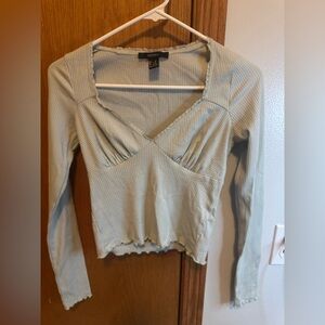 Forever 21 size SM ribbed  long sleeve shirt w sweetheart neck line
